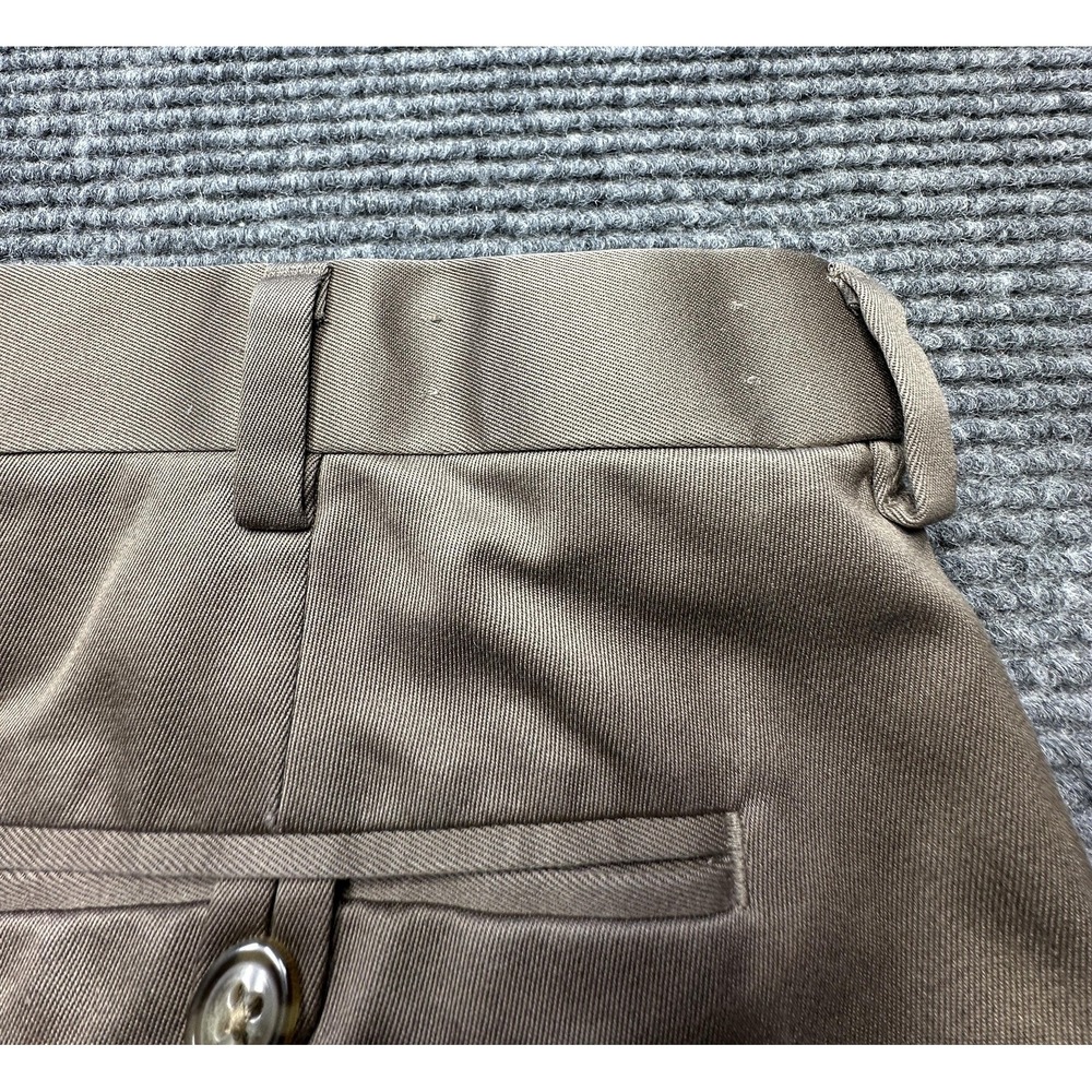 Roundtree & Yorke Dress Pants Mens 36x30* Brown Cotton Pleated Cuffed Chino - Picture 7 of 8